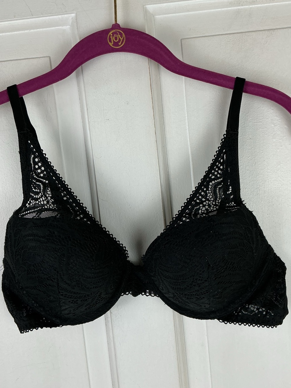 Auden Black Lace Padded Underwire Push Up Bra 36A Coquette Romantic Sexy Glam